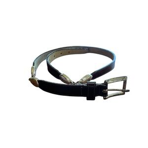 Eddie Bauer Leather Brass Belt Women’s 32 90s Classic Preppy Prep Brown Silver